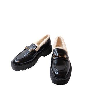 Sam Edelman Laurs Faux-Fur Lug-Sole Tailored Loafers Size 7.5